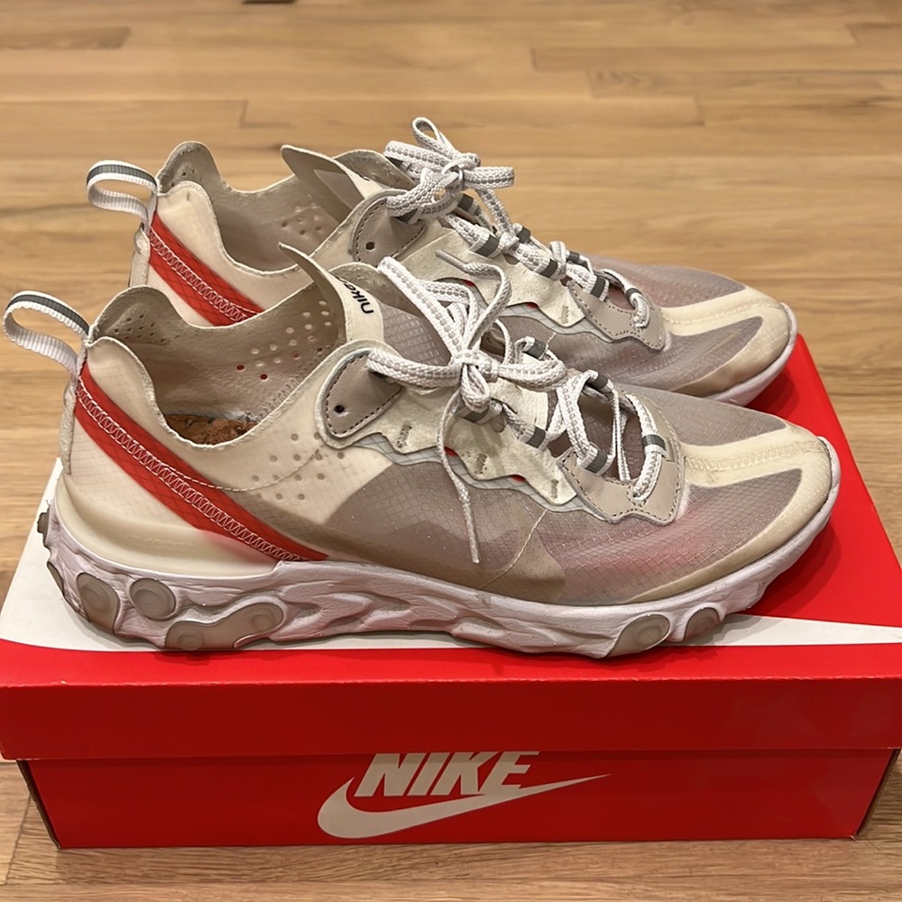 Used Nike React Element 87 Size 8.5 Men Sail/Light Bone White